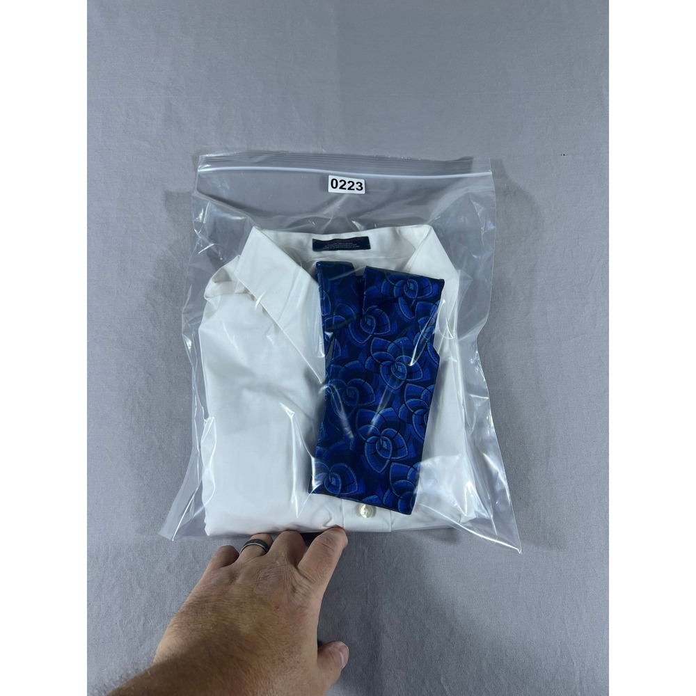 Stafford Performance White Dress Shirt Men's 18.5 36-37 Big & Tall Cotton Blend - Picture 13 of 13